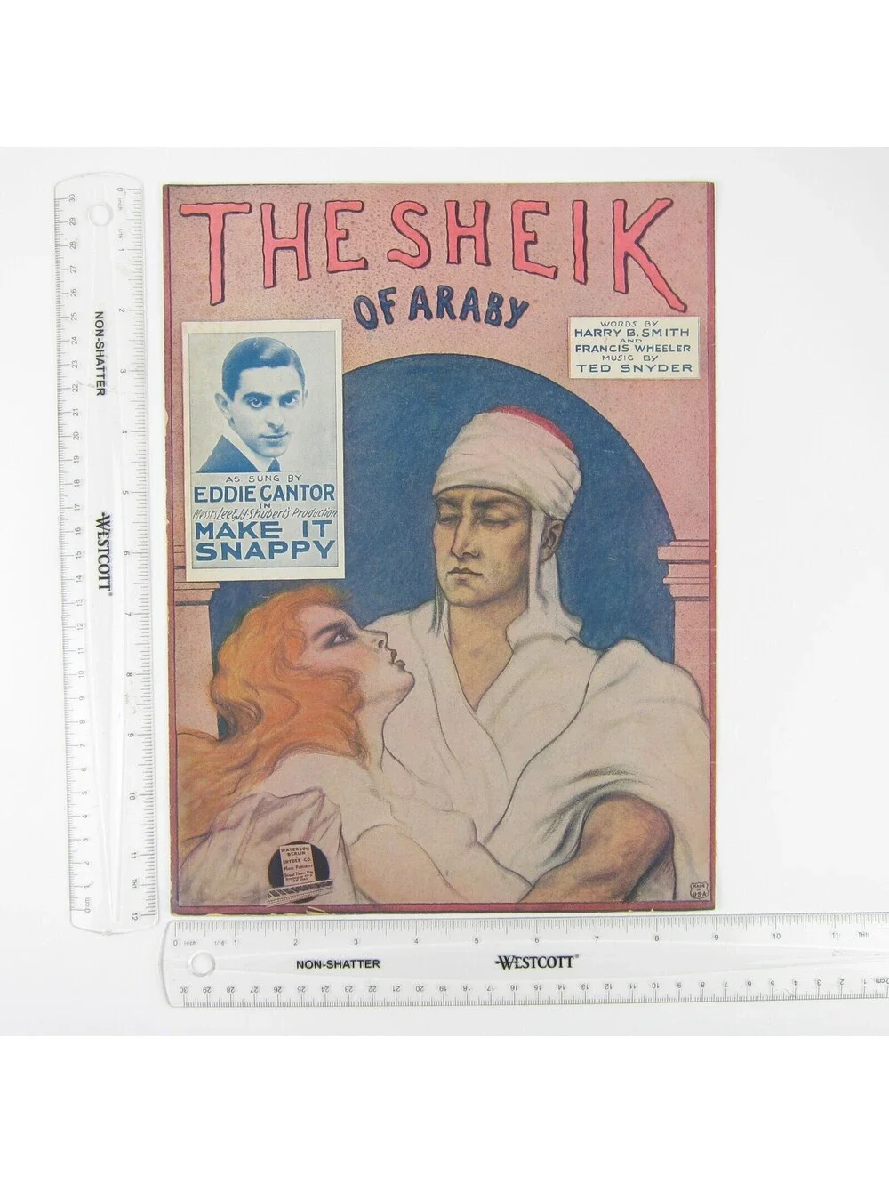 Sheet Music The Sheik Of Araby Eddie Cantor Cover Make It Snappy Antique 1921